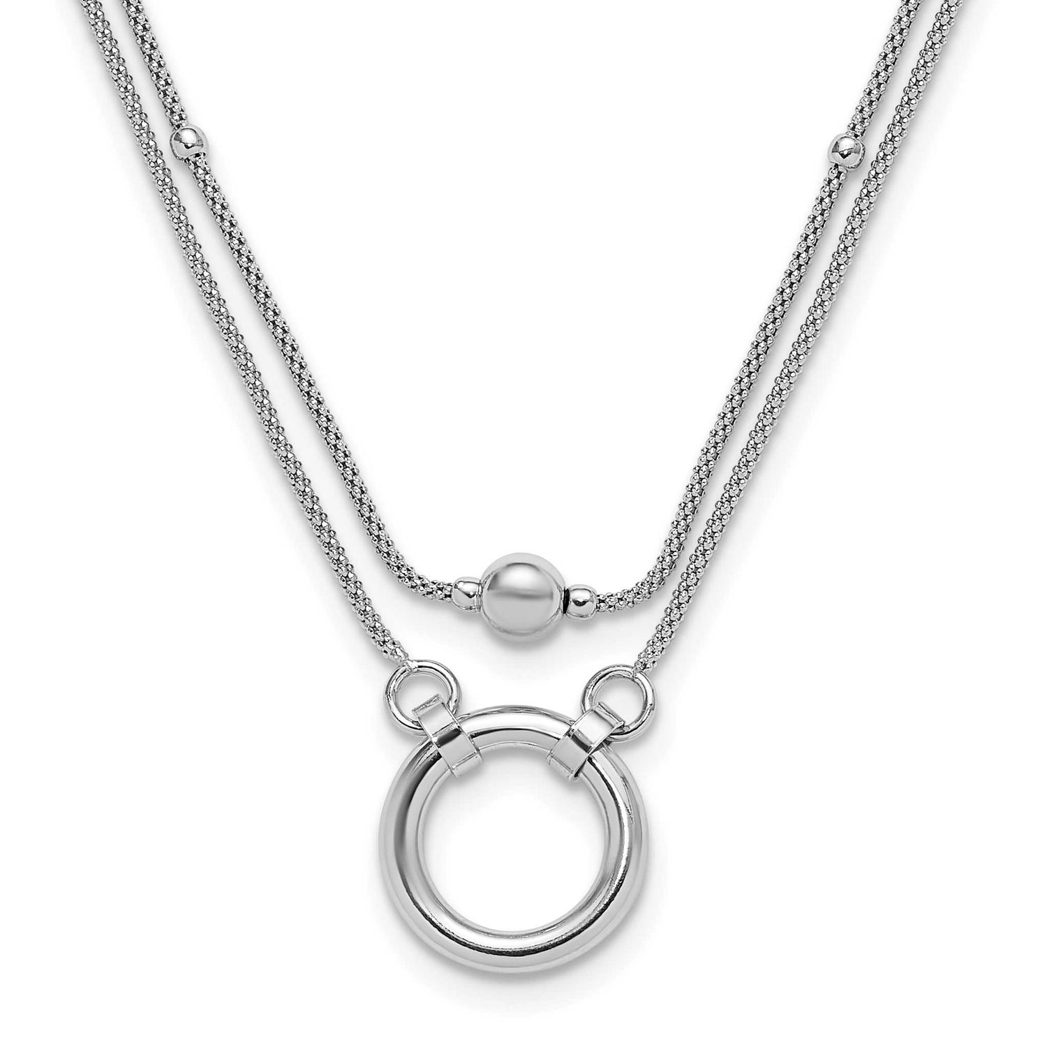2-Strand Beads/Circle 17 Inch with 2 Inch Extender Neck Sterling Silver Rhodium-plated QLF1394-17 1…