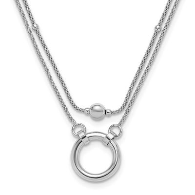 2-Strand Beads/Circle 17 Inch with 2 Inch Extender Neck Sterling Silver Rhodium-plated QLF1394-17 1…