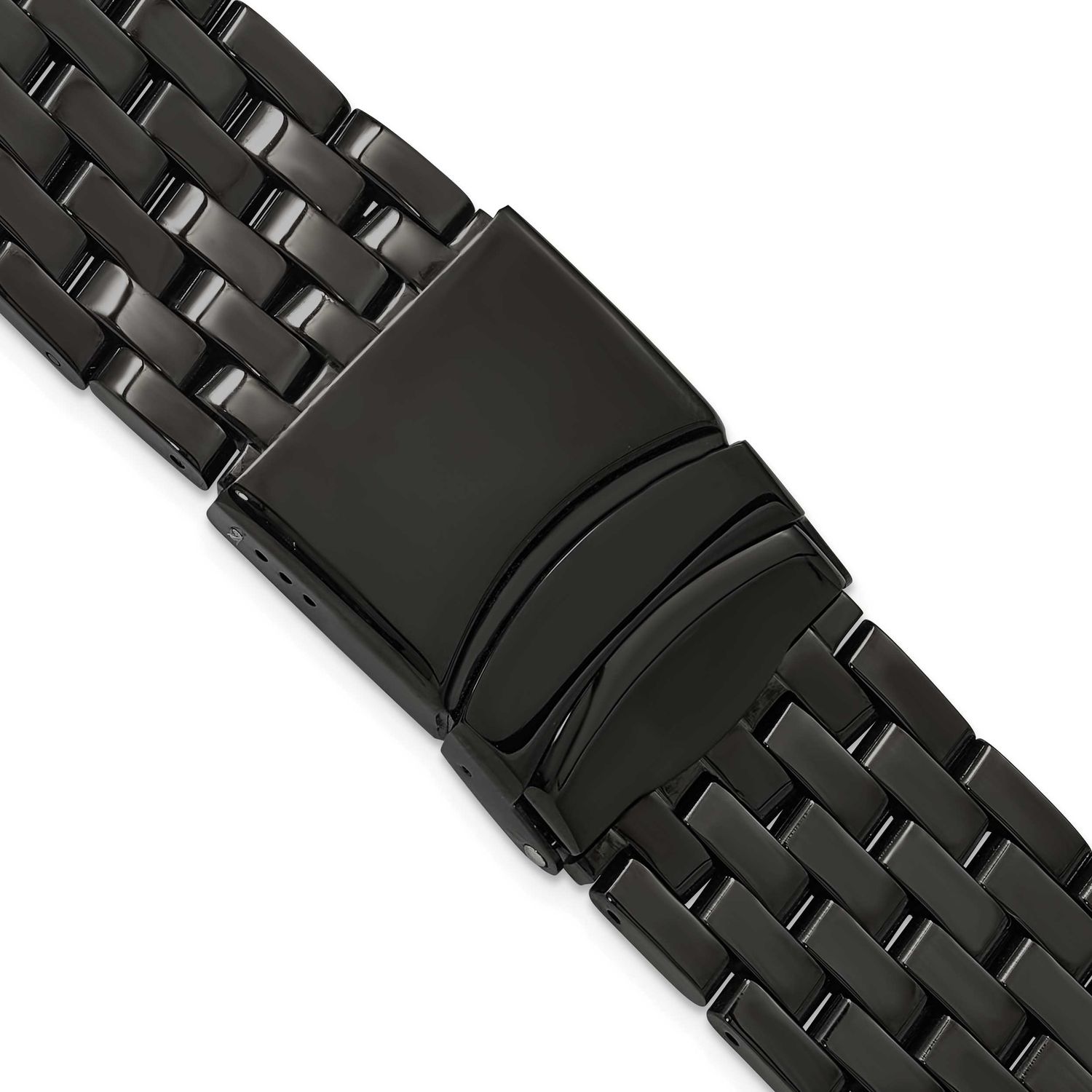Debeer 24mm Black Pvd-Plated Stainless Steel Breitling Navitimer Style Solid Link with Deployment B…
