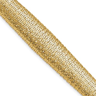 Woven Graduated Dome Bracelet 14k Gold Polished LF1954-7.5 196904258811