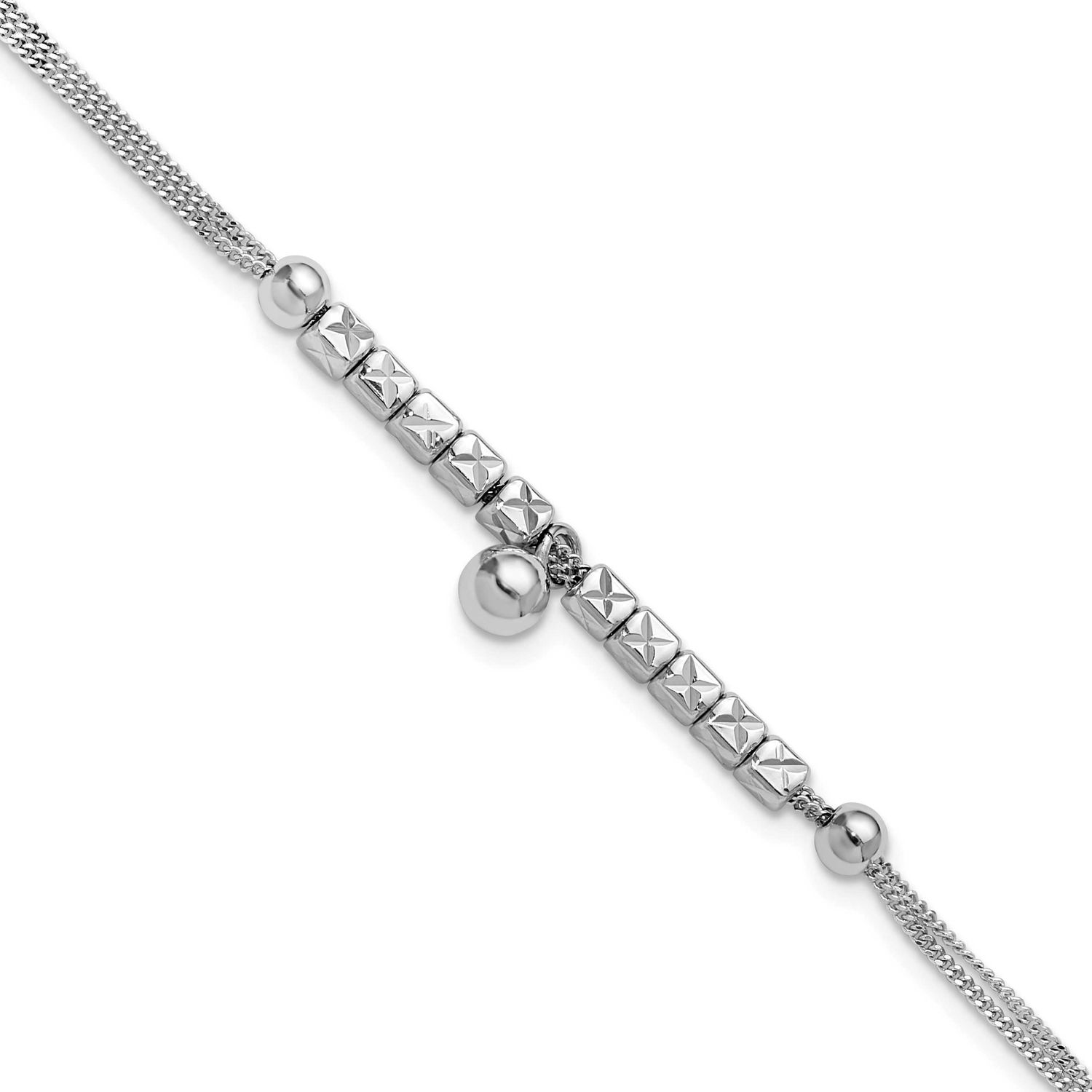 Pol. Fancy 2-Strand with 1 Inch Extender Bracelet Sterling Silver Rhodium-plated QLF1425-7 19690432…