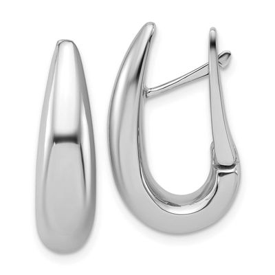 Teardrop Hinged Hoop Earrings 14k White Gold Polished LE2939W