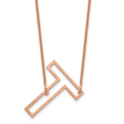 Sideways Cut Out Initial T Necklace 14k Rose Gold XNA1473R/T