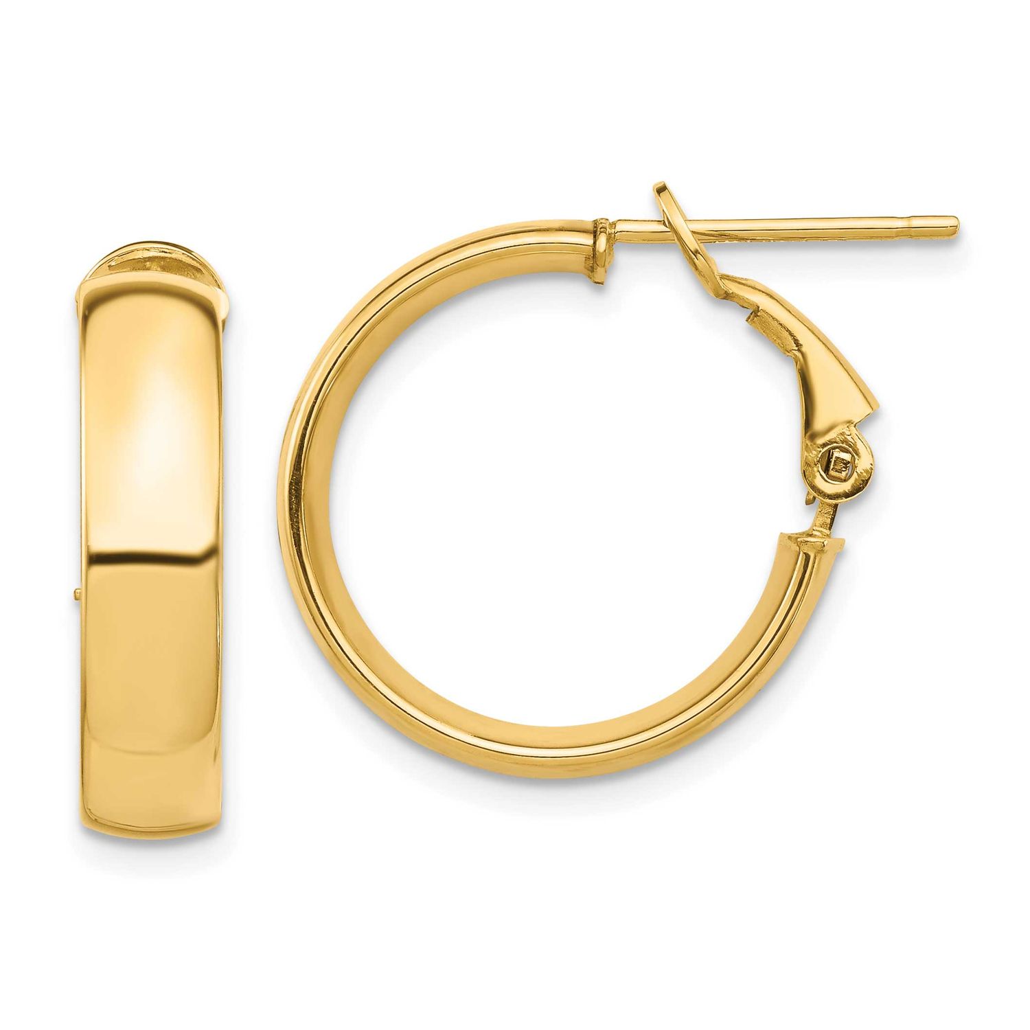 High Polished 5mm Omega Back Hoop Earrings 14k Gold PRE953 191101208706