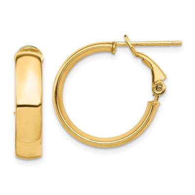 High Polished 5mm Omega Back Hoop Earrings 14k Gold PRE953 191101208706