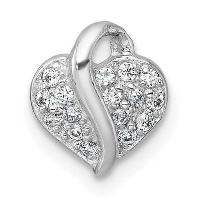 Polished CZ Heart Children&#39;s Pendant Sterling Silver Rhodium-plated QP5950