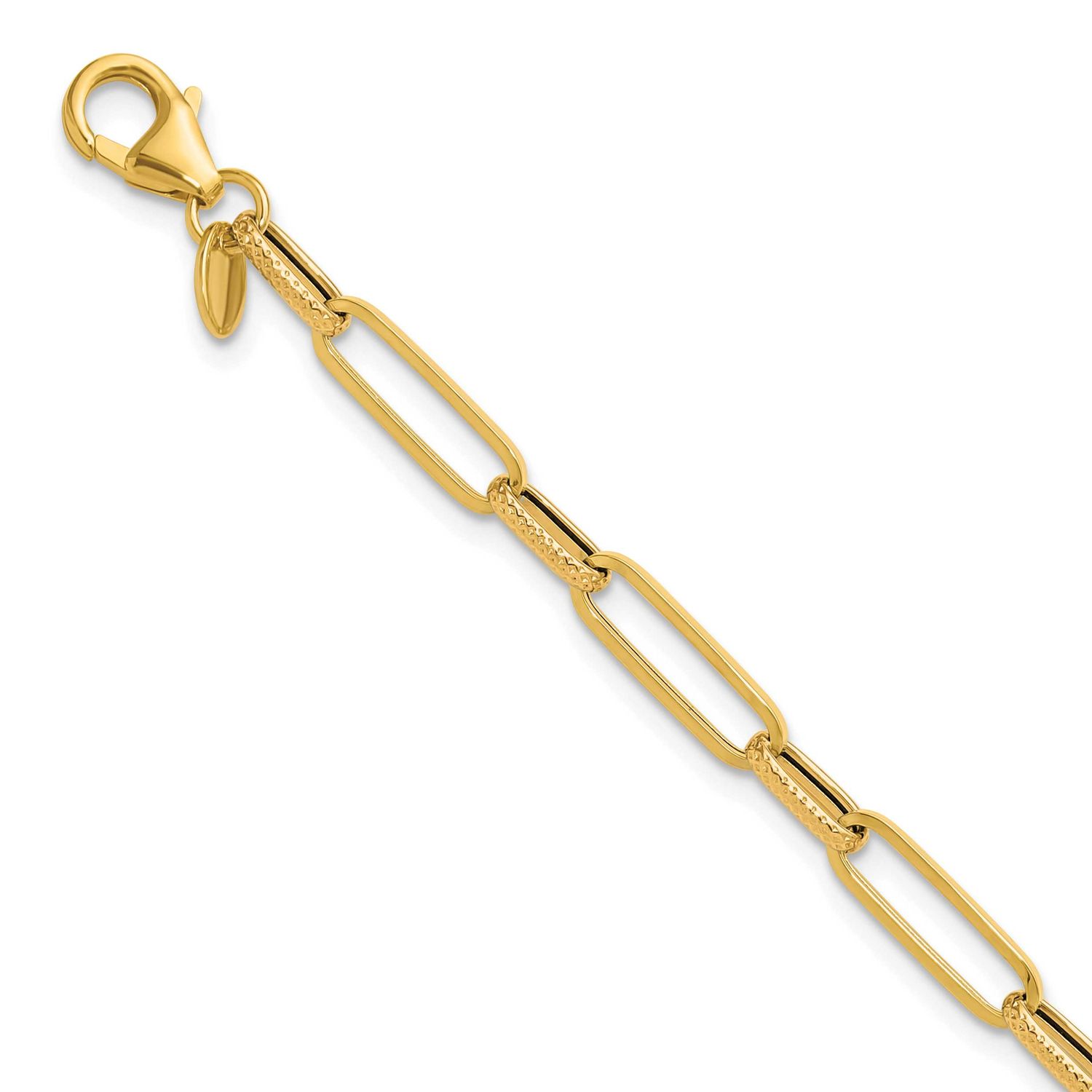 Textured Fancy Link Bracelet 14k Gold Polished LF1976Y-7.5