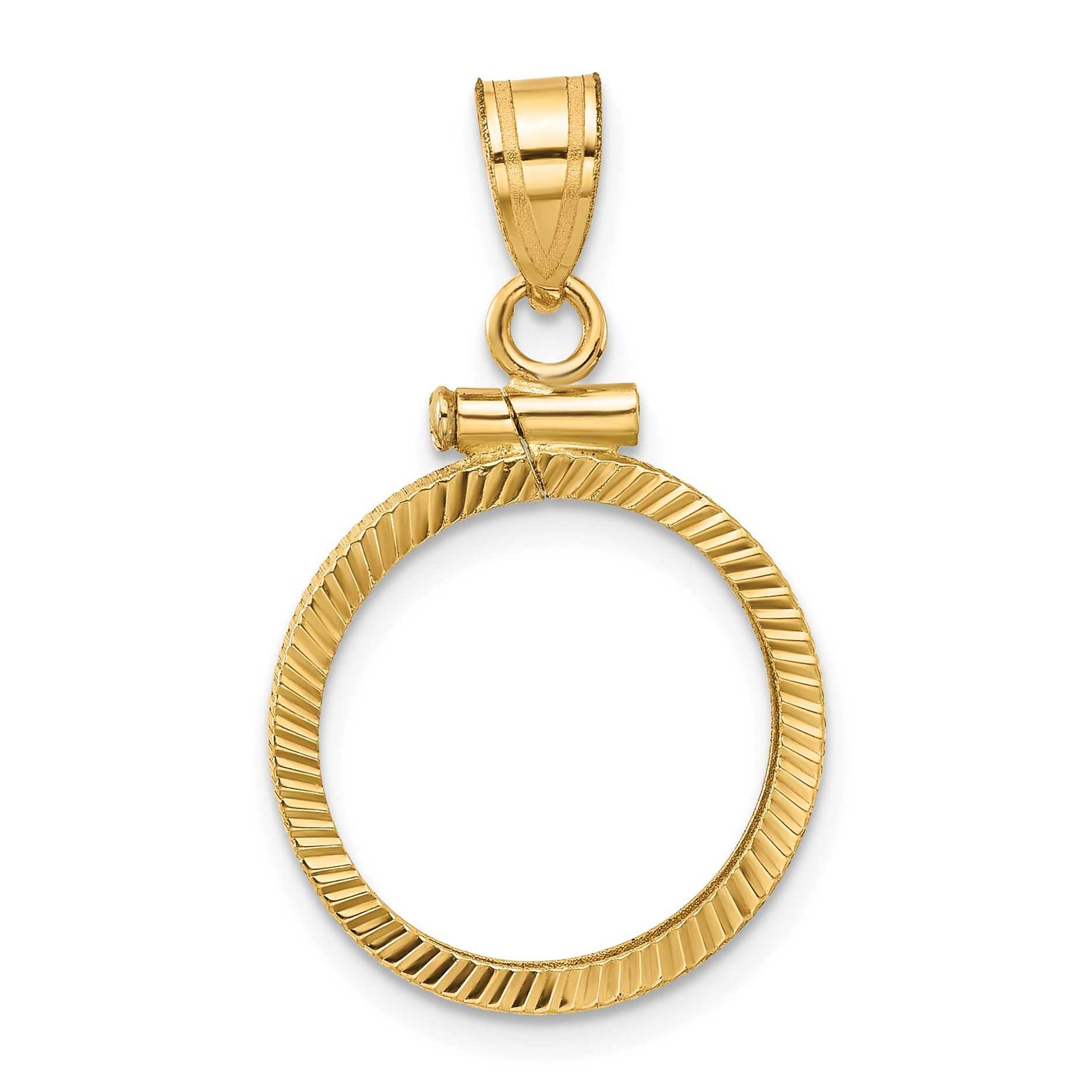 Diamond-Cut 15.5mm x 1.1mm Screw Top Coin Bezel Pendant 10k Gold Polished 10C1885D/15.5
