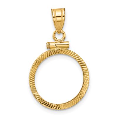 Diamond-Cut 15.5mm x 1.1mm Screw Top Coin Bezel Pendant 10k Gold Polished 10C1885D/15.5