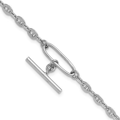 Dangle Bar with 1 Inch Extender Bracelet Sterling Silver Rhodium-plated QLF1387-7