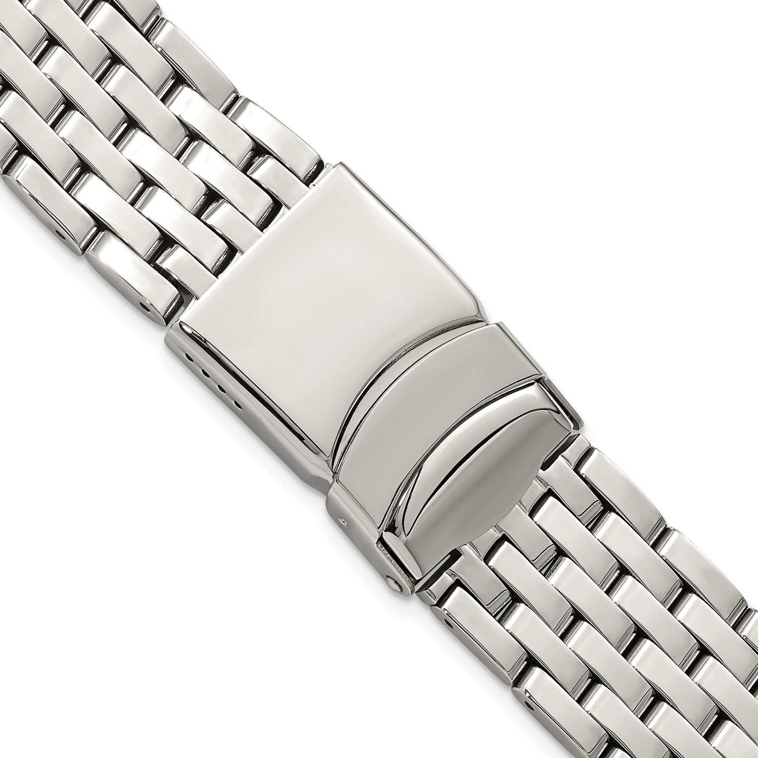 Debeer 20mm Stainless Steel Breitling Navitimer Style Solid Link with Deployment Buckle 7.5 Inch Wa…