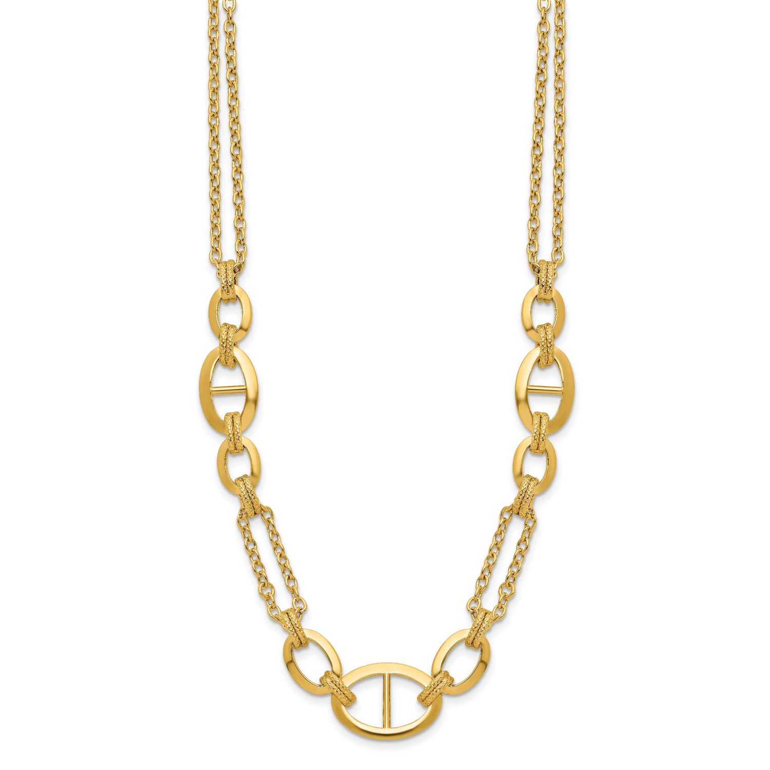 Multi-Strand Fancy Link Necklace 14k Gold Polished LF1975-18 196904327845