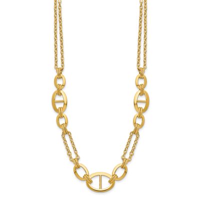 Multi-Strand Fancy Link Necklace 14k Gold Polished LF1975-18 196904327845