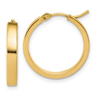 Square Tube Round Hoop Earrings 14k Gold Polished LE2855