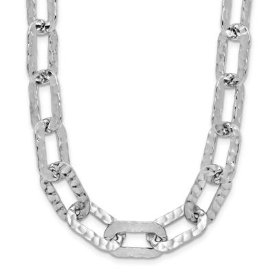 Polish/Hammered Fancy with 2 Inch Extender Necklace Sterling Silver Rhodium-plated QLF1395-16 19690…