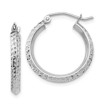Knife Edge Diamond-Cut 2.5x20mm Hoop Earrings 14k White Gold LE2533W 196904344248