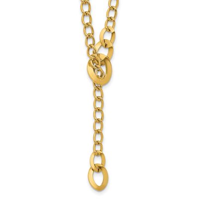 Fancy Curb Link Lariat Necklace 14k Gold Polished LF2230-18 196904317013