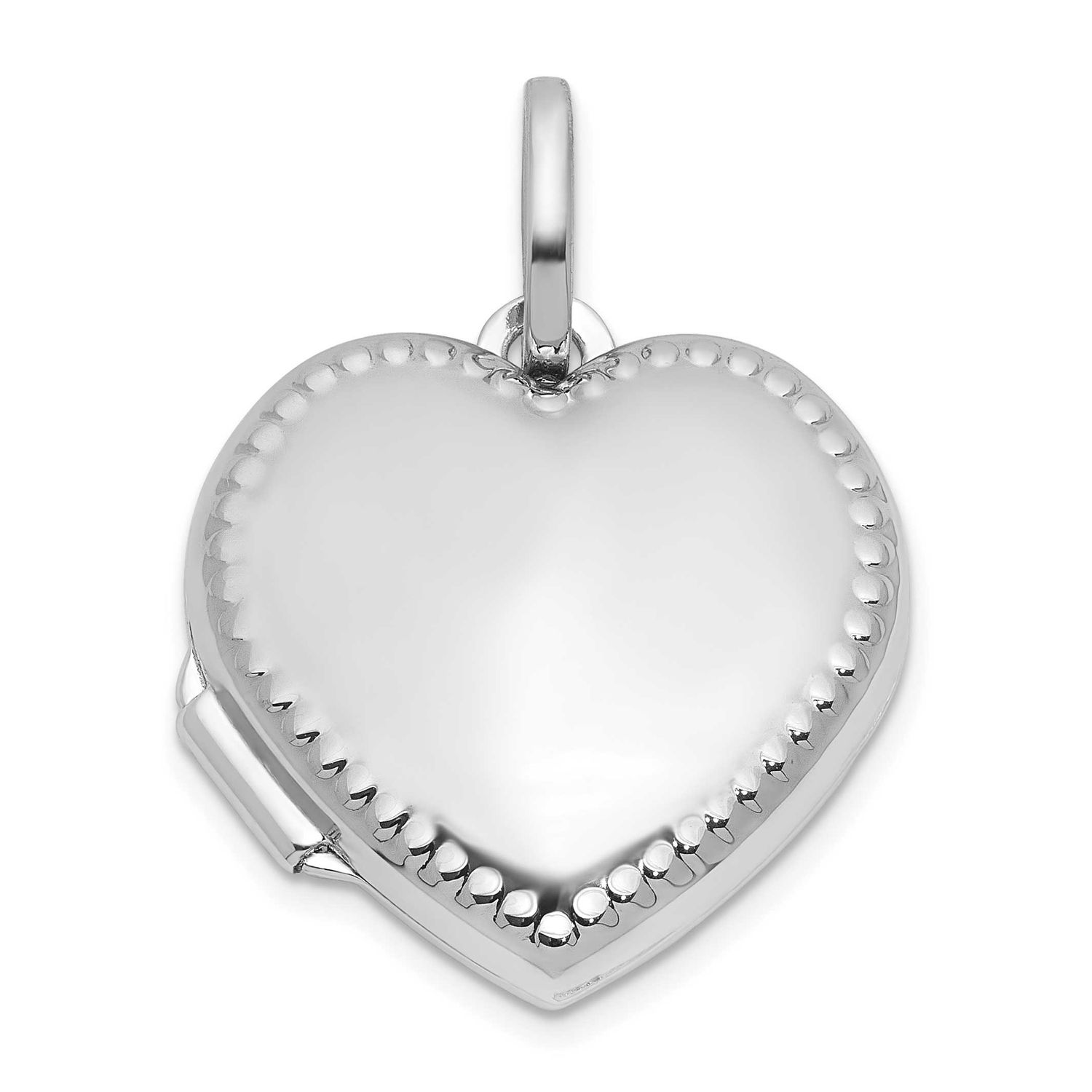 Polished with Border 18mm Heart Locket Sterling Silver Rhodium-plated QLS1210