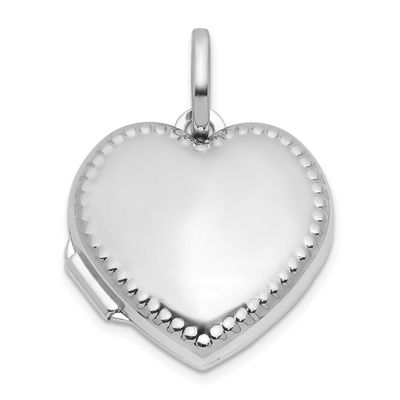 Polished with Border 18mm Heart Locket Sterling Silver Rhodium-plated QLS1210