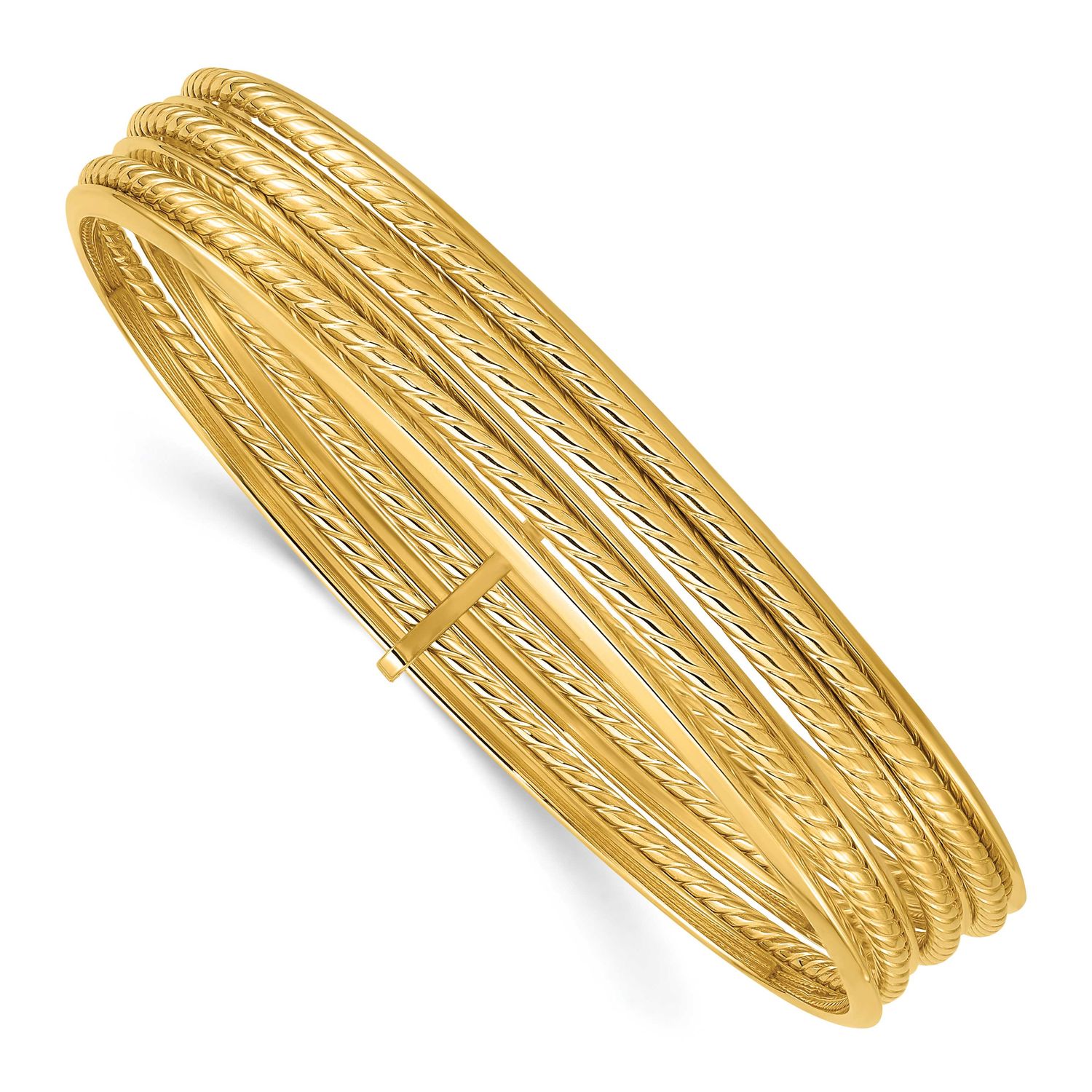 Twisted 7-Layer Slip-On Bangle 14k Gold Polished LF2133 196904315668