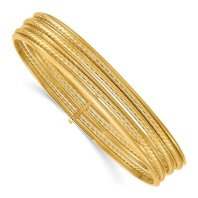 Twisted 7-Layer Slip-On Bangle 14k Gold Polished LF2133 196904315668