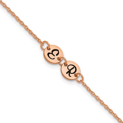 Brushed 2 Station Disc with Epoxy Initial Bracelet Sterling Silver Rose-plated XNA1522/2RP