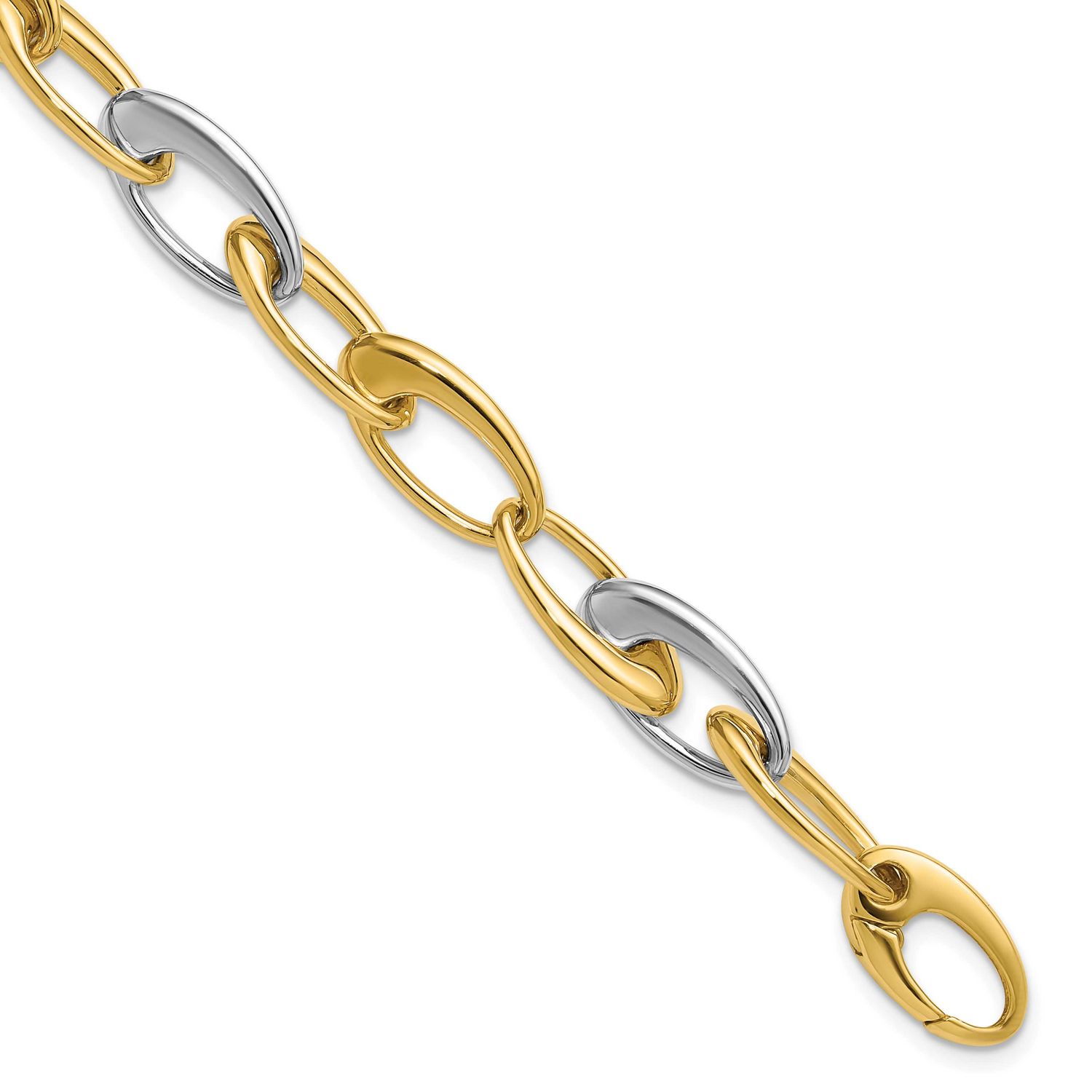 Tapered Oval Link Bracelet 14k Two-tone Gold Polished LF2237-7.5