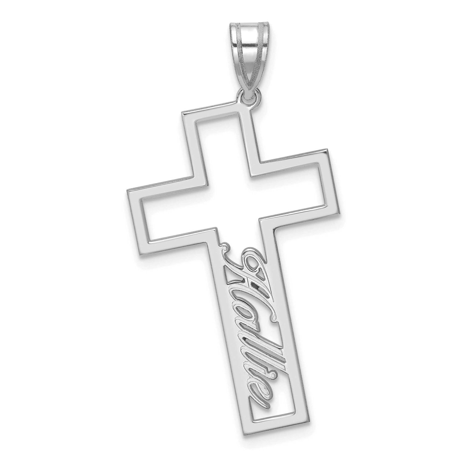 Cut Out Cross with Name Pendant Sterling Silver Rhodium-plated XNA1478SS