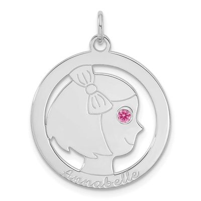 Girls Silhouette with Birthstone Charm Sterling Silver Rhodium-plated XNA1545SS