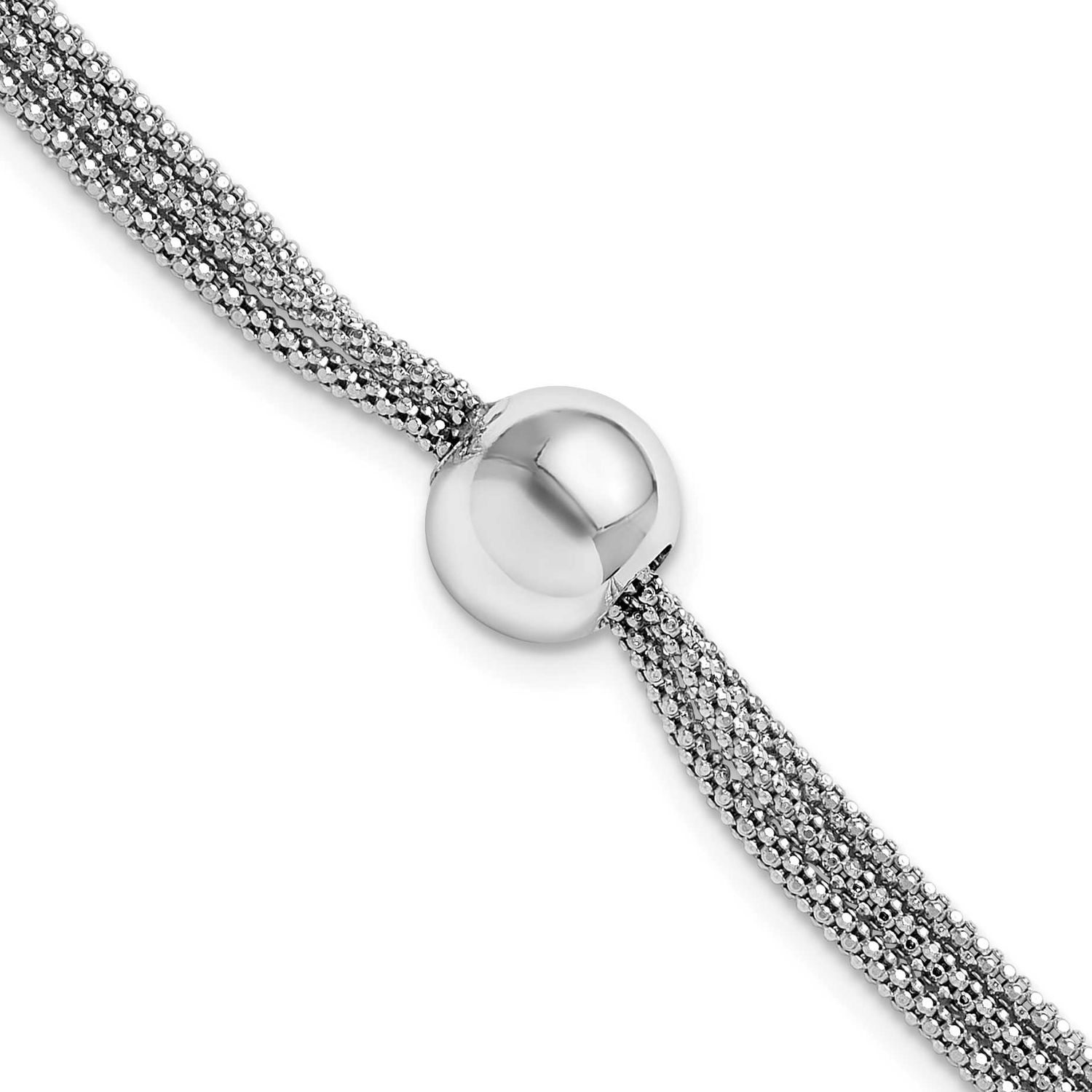 Polished 3-Strand Bead with 2 Inch Extender Bracele Sterling Silver Rhodium-plated QLF1357-7 196904…