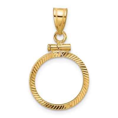 Diamond-Cut 15.0mm x 0.8mm Screw Top Coin Bezel Pendant 10k Gold Polished 10C1885D/15.0