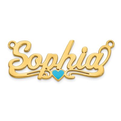 Epoxy Heart Name Plate Sterling Silver Gold-plated XNA1505GP