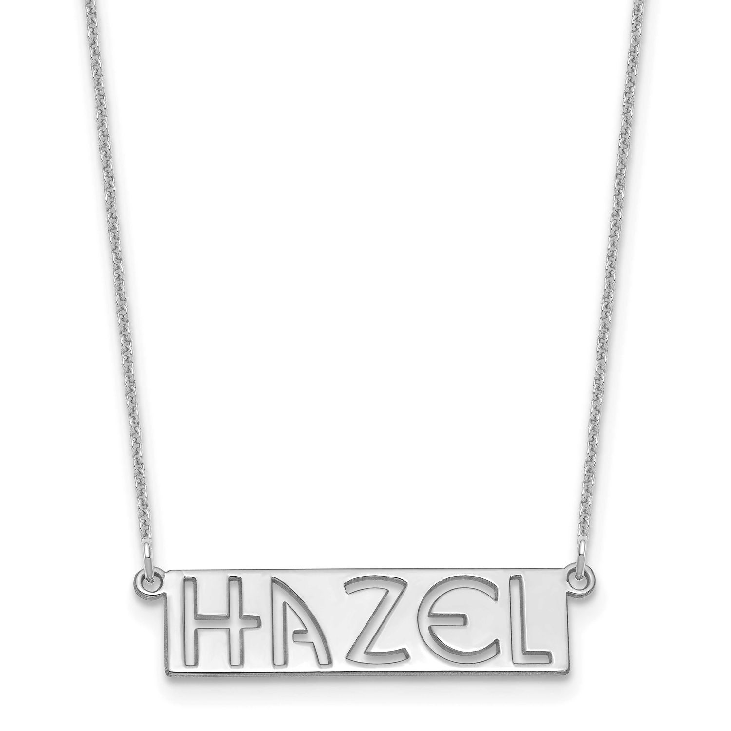 4-6 Letter Cut-Out Name Bar Necklace 14k White Gold XNA1527W