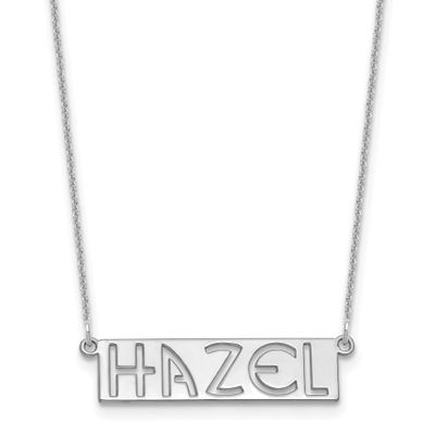 4-6 Letter Cut-Out Name Bar Necklace 14k White Gold XNA1527W