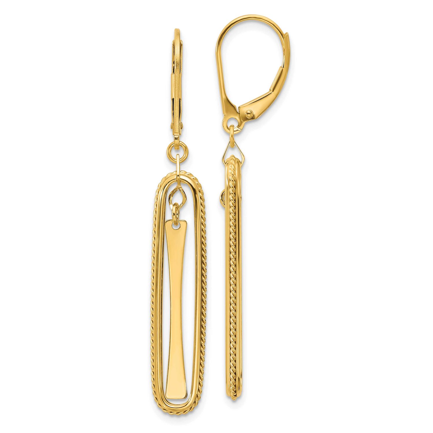 Dangle Leverback Earrings 14k Gold Polished LE2723 196904340967