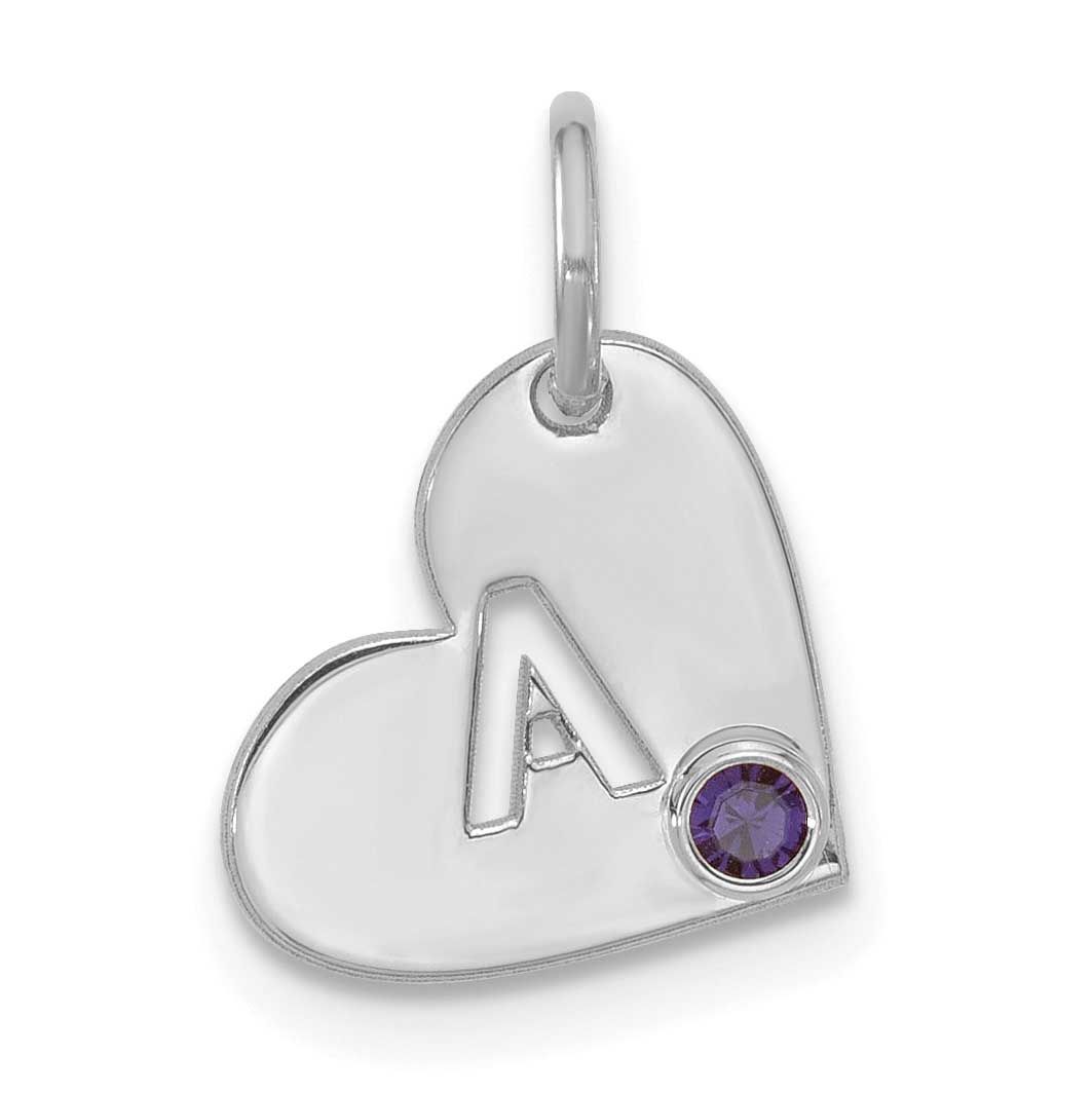 Cut-Out Initial Heart with Birthstone Charm 14k White Gold XNA1485W