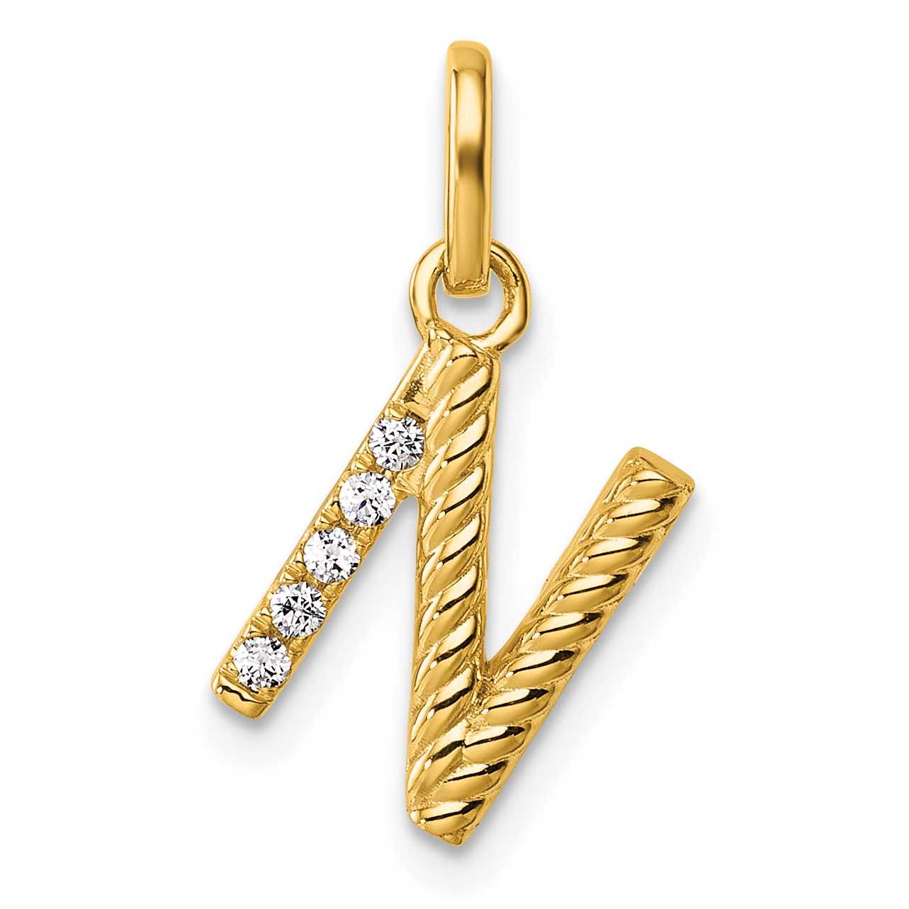 Twisted .05 Ct. Diamond Initial N Charm 14k Gold PM10732N-YA