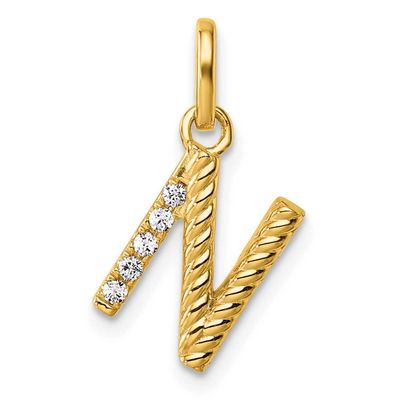 Twisted .05 Ct. Diamond Initial N Charm 14k Gold PM10732N-YA