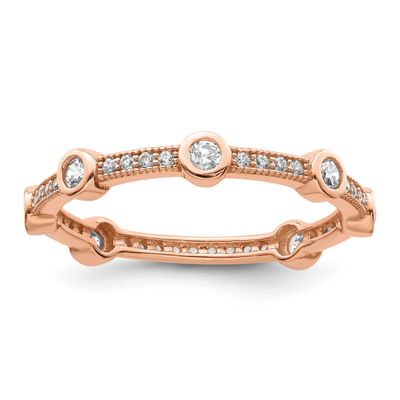 Brilliant Embers Rose Gold-Plated 33 Stone Micro Pavc CZ Ring Sterling Silver QMP1236-6 191101467998