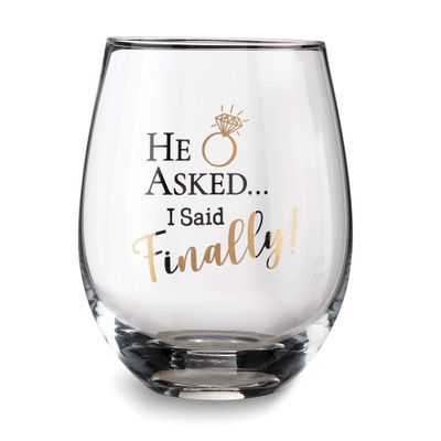 Lillian Rose He Asked.I Said Finally! Stemless Wine Glass GM23946 710309459132