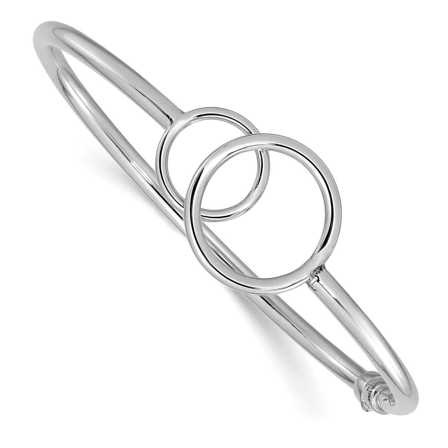 Double Circled Hinged Bangle 14k White Gold Polished LF1636W 196904315156