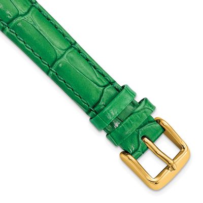 Debeer 14mm Green Crocodile Grain Chronograph Leather with Gold-Tone Buckle 6.75 Inch Watch Band BA…