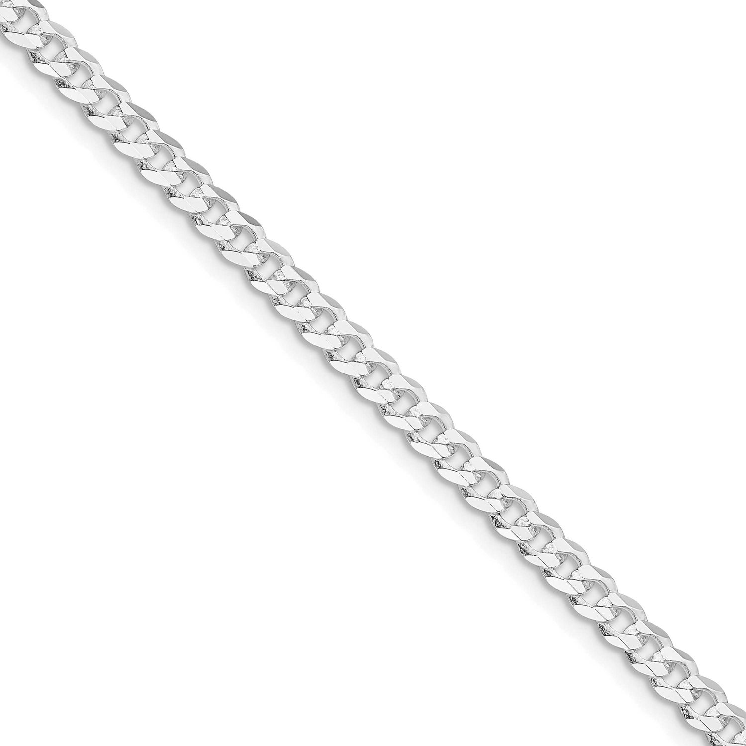 3.8mm Flat Curb Chain (100 Inch Spool) Sterling Silver Rhodium-plated QLB100R-100