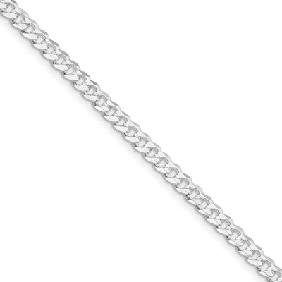 3.8mm Flat Curb Chain (100 Inch Spool) Sterling Silver Rhodium-plated QLB100R-100