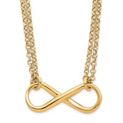 Polished Infinity Symbol Necklace Sterling Silver Gold-plated QLF200Y-18