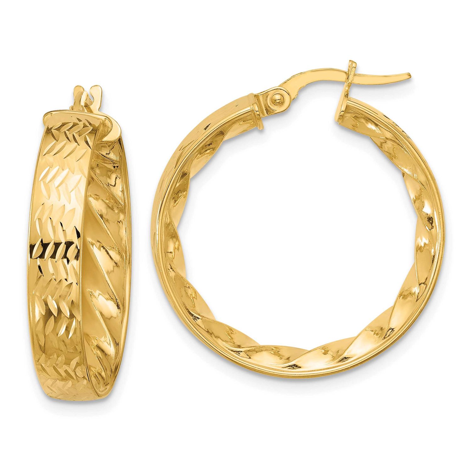Diamond-Cut Hoop Earrings 14k Gold Polished LE2732 196904337486