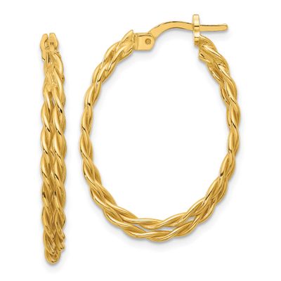 Gold-Tone Polished Twisted Lrg Oval Hoop Earrings Sterling Silver QLE1454 196904348376