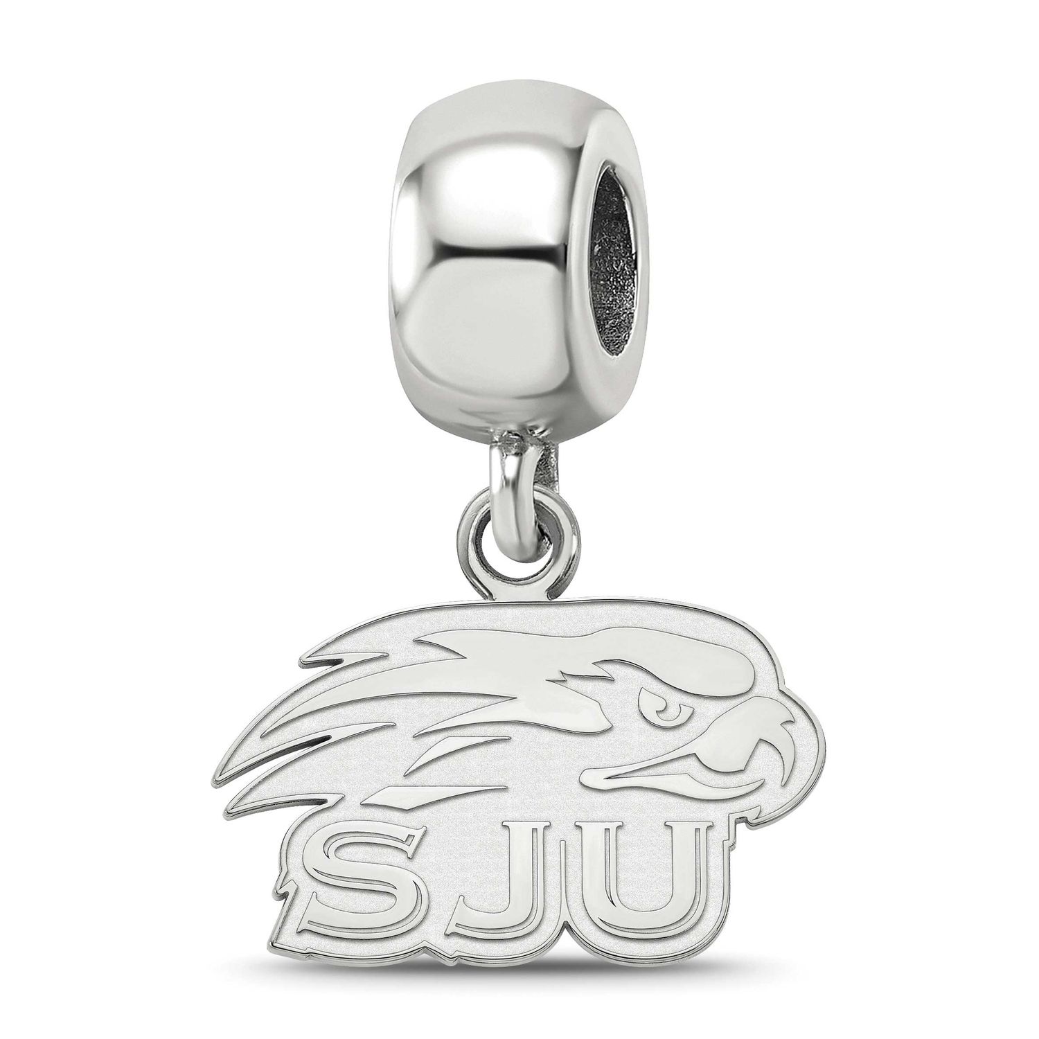 Saint Joseph&#39;s University Hawks Extra Small Dangle Bead Charm Sterling Silver Rhodium-plated SS008S…