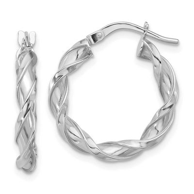 Twisted Hoop Earrings 14k White Gold Polished LE2569W 196904344484