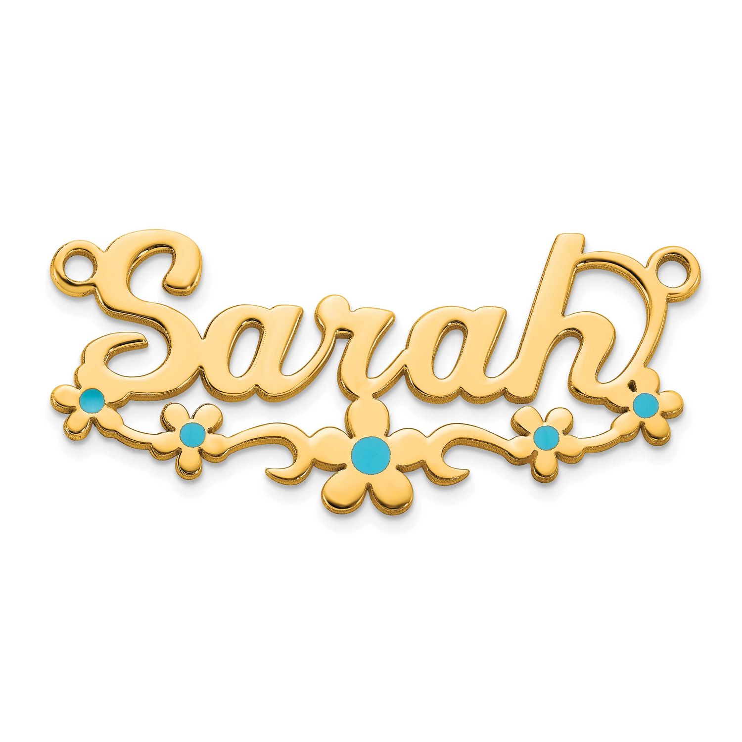 Epoxy Flower Name Plate Sterling Silver Gold-plated XNA1496GP